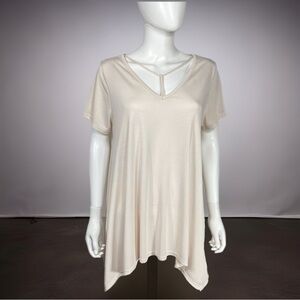 Jodifl Assymetrical Y-Strap V-Neck Ivory Tee